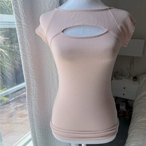 Guess Cutout Short Sleeve Top - Blush